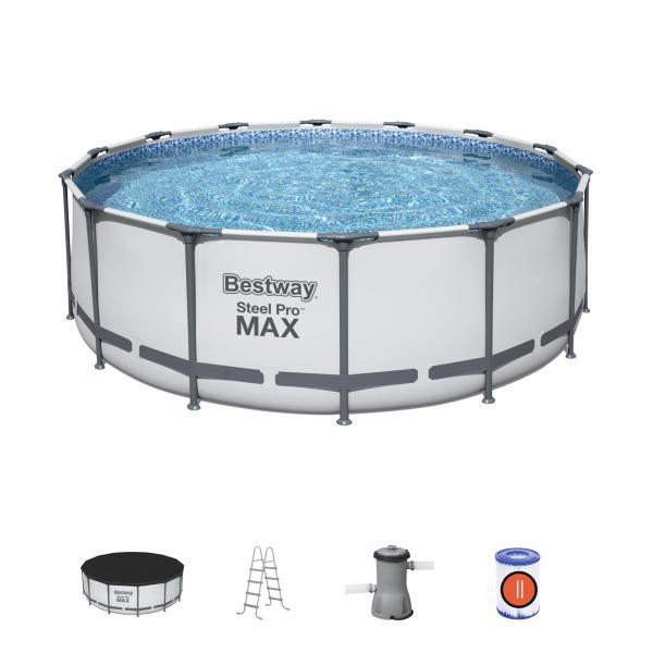 Bestway 4.27m x 1.22m Steel Pro MAX Frame Pool with 800gal Cartridge Filter Pump - 5612Y Bestway 4.27m x 1.22m Steel Pro MAX Frame Pool with 800gal Cartridge Filter Pump - 5612Y