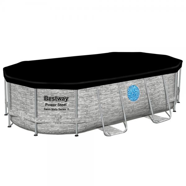 Bestway 4.27m x 2.50m x 1m Power Steel Swim Vista Oval Pool Set with 530gal Cartridge Filter - 56715 Bestway 4.27m x 2.50m x 1m Power Steel Swim Vista Oval Pool Set with 530gal Cartridge Filter - 56715