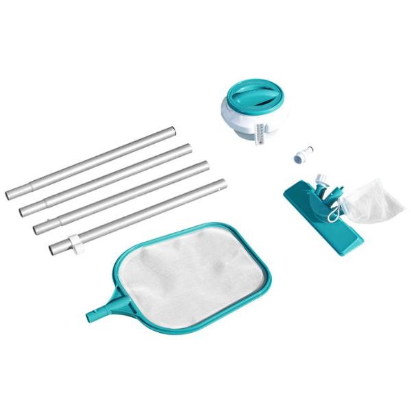 Bestway Above Ground Swimming Aquaclear Pool Accessories Set / Pool Vacuum / Chemical Floater / Thermometer / Test Strips - 58794 Bestway Above Ground Swimming Aquaclear Pool Accessories Set / Pool Vacuum / Chemical Floater / Thermometer / Test Strips - 58794