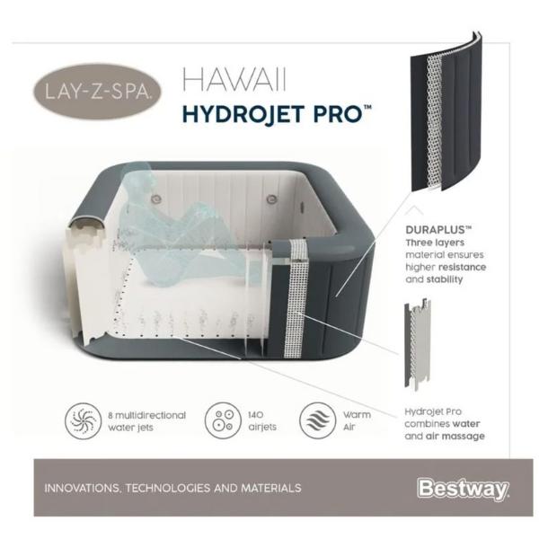 Bestway Lay-Z-Spa - Hawaii Hydrojet Pro - 1.8m x 1.8m x 71cm for 4-6 people - 60031 Bestway Lay-Z-Spa - Hawaii Hydrojet Pro - 1.8m x 1.8m x 71cm for 4-6 people - 60031