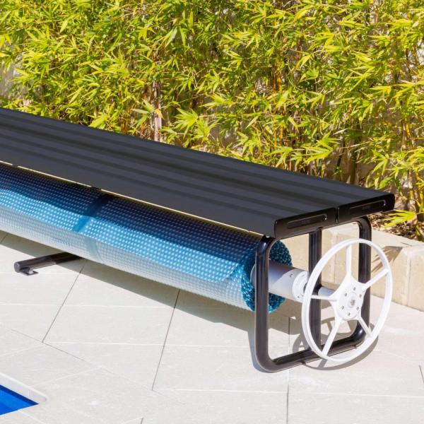 Daisy Under Bench Pool Cover Roller - Charcoal Shimmer - Standard Daisy Under Bench Pool Cover Roller - Charcoal Shimmer - Standard