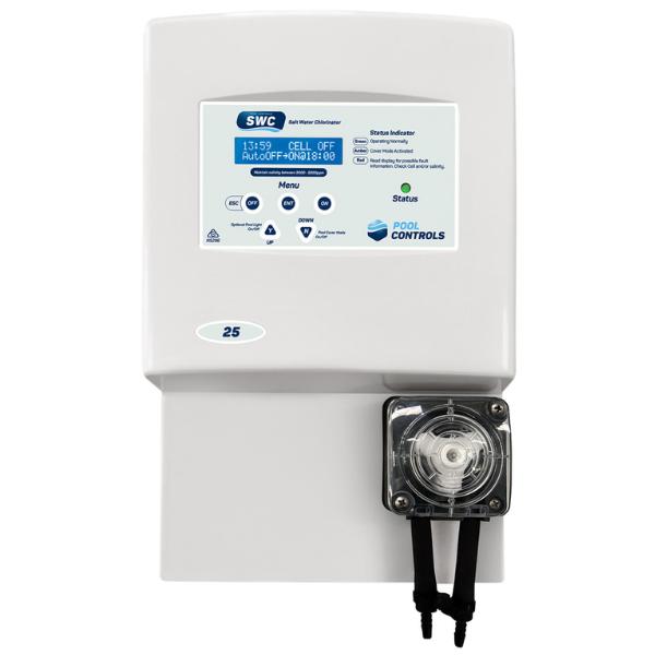 Pool Controls SWC25PH - 25 g/h Self Cleaning Salt Water Chlorinator w. pH Control Pool Controls SWC25PH - 25 g/h Self Cleaning Salt Water Chlorinator w. pH Control