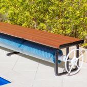 Daisy Under Bench Pool Cover Roller - Western Red Cedar - Standard Daisy Under Bench Pool Cover Roller - Western Red Cedar - Standard