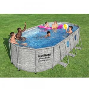 Bestway 4.27m x 2.50m x 1m Power Steel Swim Vista Oval Pool Set with 530gal Cartridge Filter - 56715 Bestway 4.27m x 2.50m x 1m Power Steel Swim Vista Oval Pool Set with 530gal Cartridge Filter - 56715