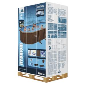 Bestway 7.32m x 3.6m x 1.32m Hydrium Oval Steel Wall Pool with 1500gal Sand Filter Pump - 561CX Bestway 7.32m x 3.6m x 1.32m Hydrium Oval Steel Wall Pool with 1500gal Sand Filter Pump - 561CX