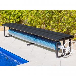 Daisy Under Bench Pool Cover Roller - Charcoal Shimmer - Solar Powered Daisy Under Bench Pool Cover Roller - Charcoal Shimmer - Solar Powered