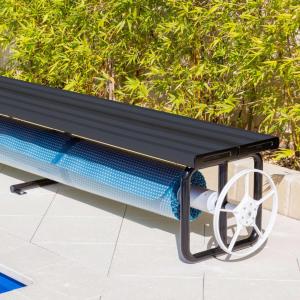 Daisy Under Bench Pool Cover Roller - Charcoal Shimmer - Standard Daisy Under Bench Pool Cover Roller - Charcoal Shimmer - Standard