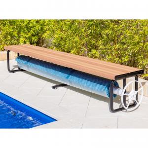 Daisy Under Bench Pool Cover Roller - Light Oak - Standard Daisy Under Bench Pool Cover Roller - Light Oak - Standard