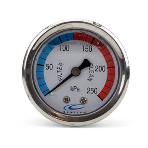 Pressure Gauge For Pool Filters  - Oil Filled - Stainless Steel - Back Mount